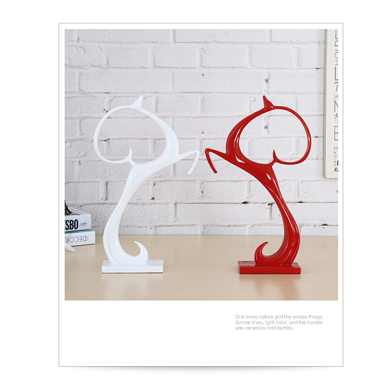 简约抽象招财鹿客厅书房酒柜玄关树脂工艺品摆件软装饰品 216