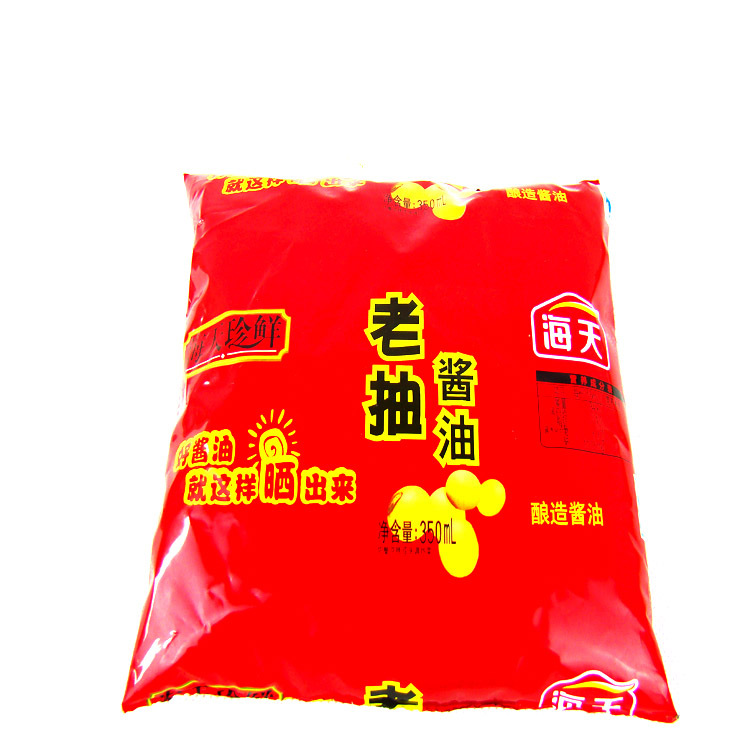 海天袋装酱油350ml 黄豆 老抽 生抽 红烧 调料副食品振欣大鹏批发