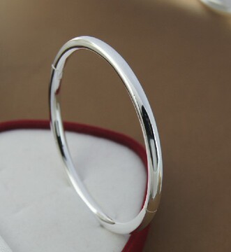银小饰品批发 韩版新款细光环镀银手镯 925镀银光面简约手环
