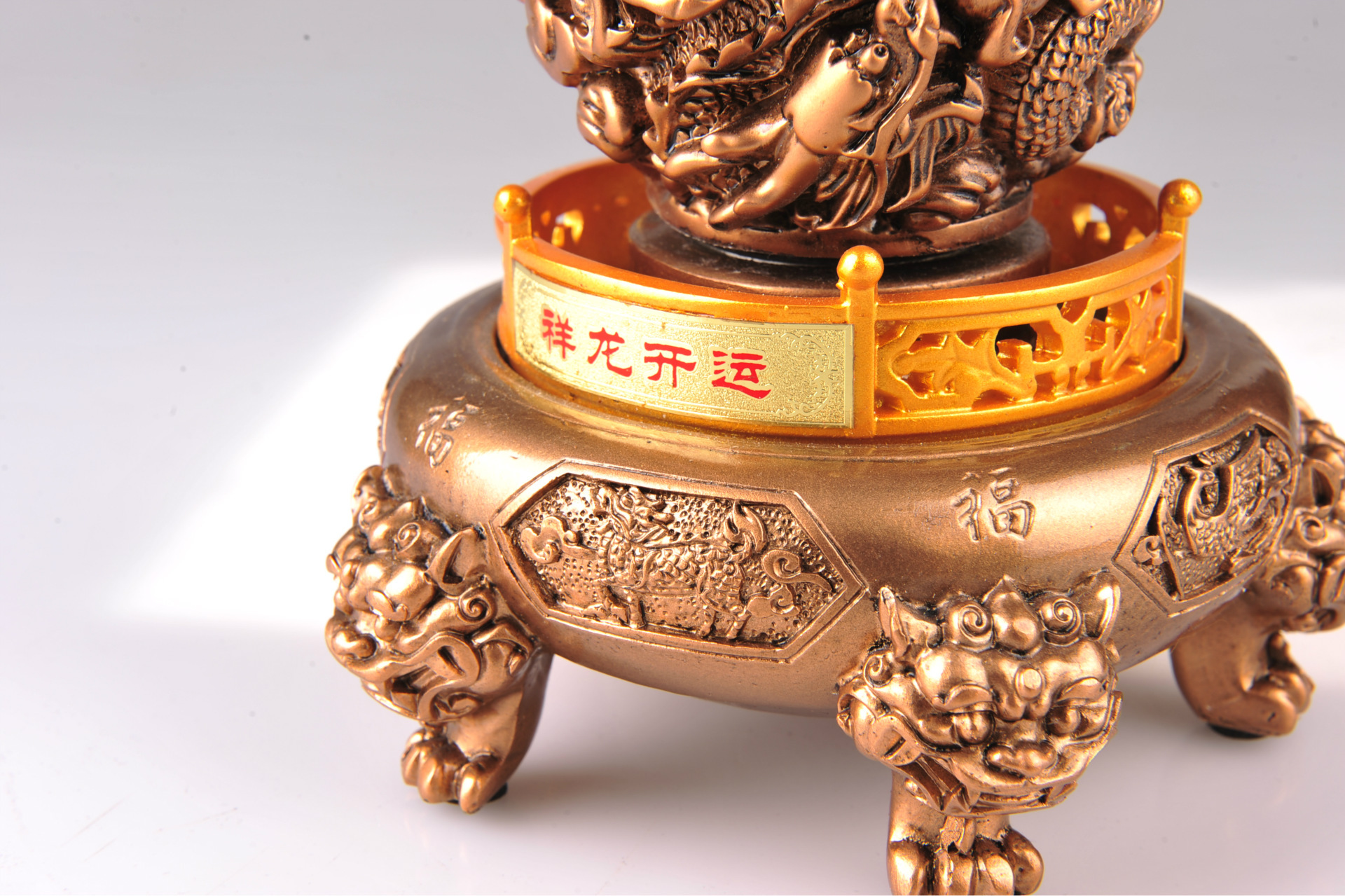 仿红铜祥龙开运龙摆件树脂工艺品 中国风工艺礼品 旋转式家居摆件