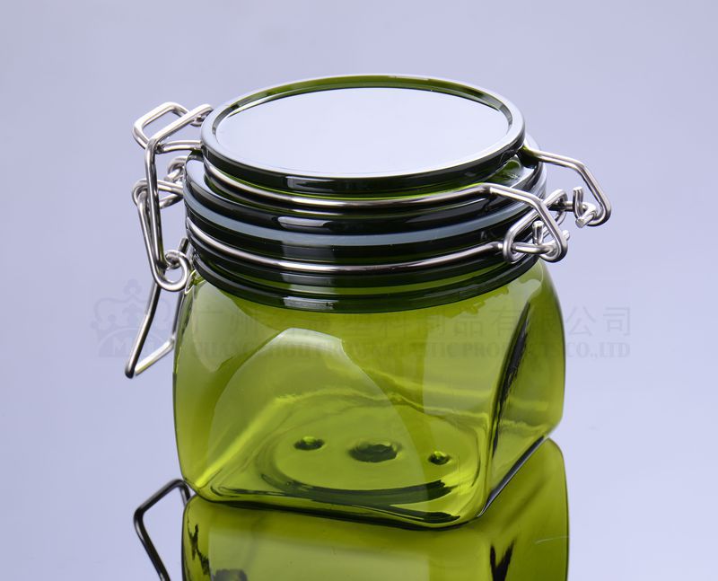 s250a密封罐化妆品瓶泥罐半透绿250g铁扣透绿罐子pet塑料