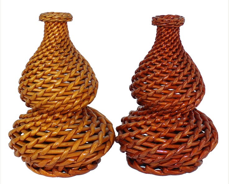 厂家热销手工编织工艺品 创意时尚家居柳编花瓶 精美花器葫芦摆件