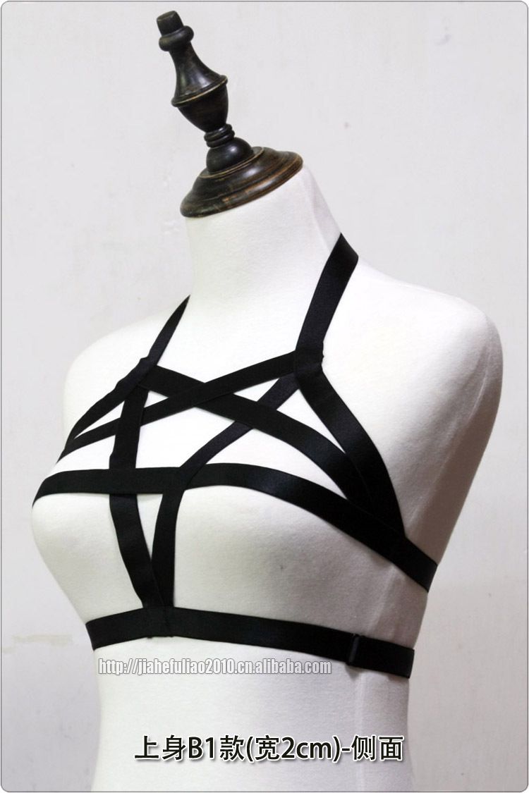 上身弹力绳衣性感情趣文胸吊带 原宿哥特捆绑束缚带裤衩舞蹈服装