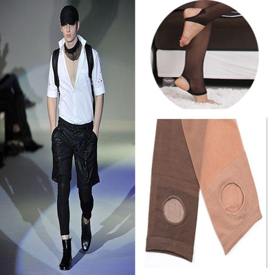 超薄性感男士踩脚连裤袜 男士袜裤丝袜 男士低腰连裤袜 男式裤袜
