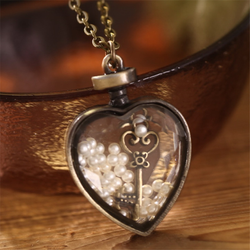 复古饰品高档毛衣链 长项链 韩国版女 文艺简约 珍珠 玻璃桃心