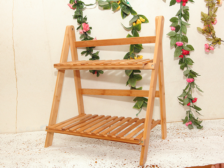 楠竹折叠花架田园多肉实木木质多层落地架客厅阳台花架子特价鞋.