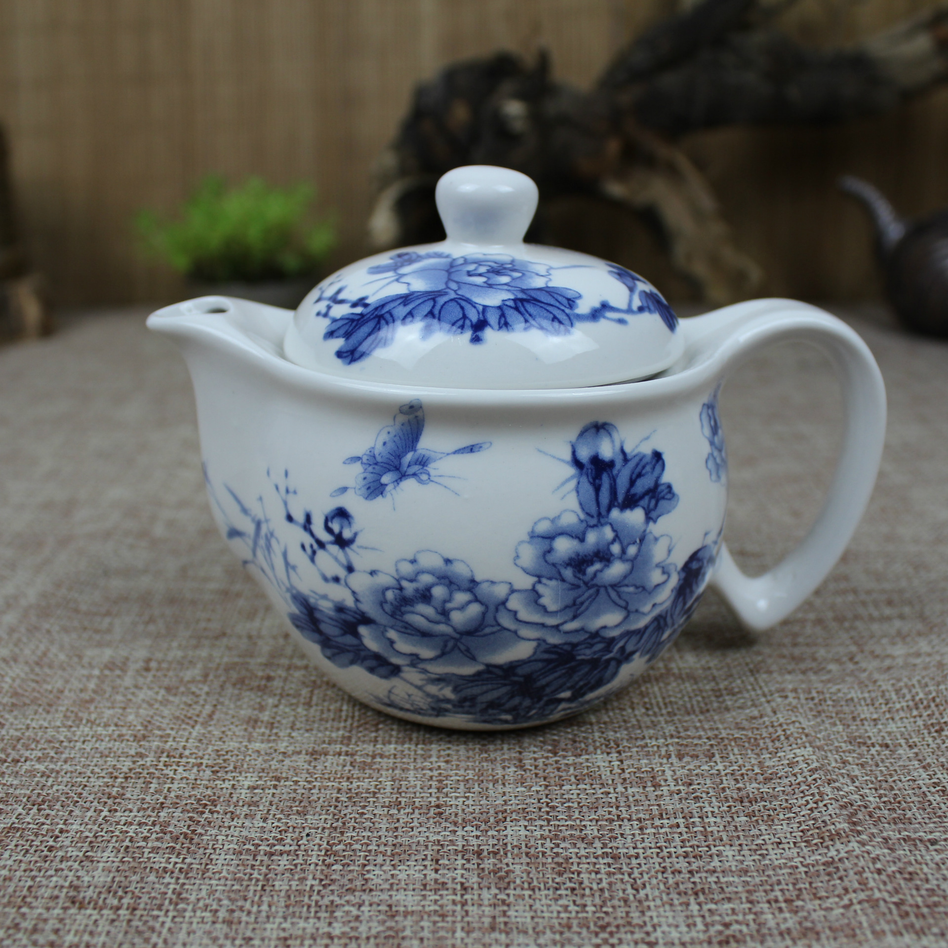 景德镇青花瓷茶盘整套双层隔热陶瓷功夫礼品-茶碗,茶壶,茶具套装