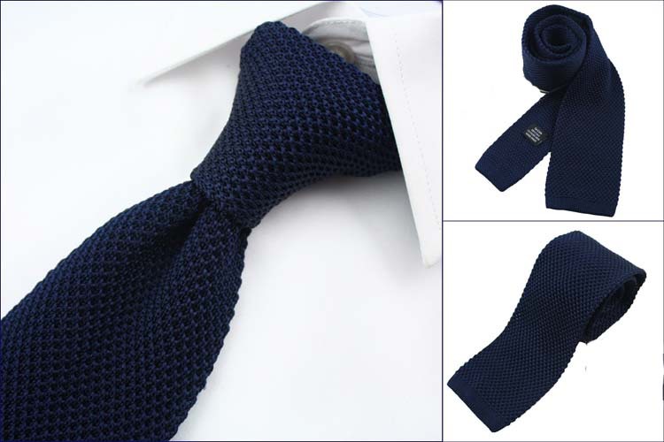 新款纯色针织领带 男士超窄领带 休闲平头 韩版5cm针织 厂家批发