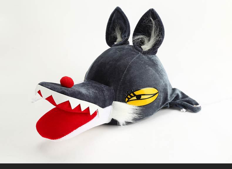 儿童创意新款大灰狼动物帽子 冬季户外百搭表演演出帽幼儿舞台帽