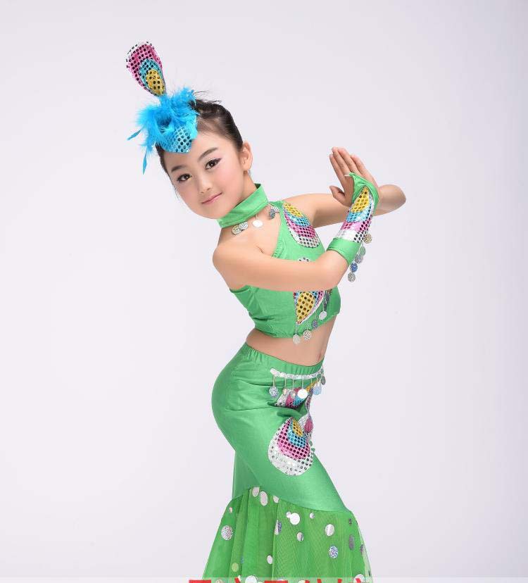 新款儿童舞蹈服女童傣族舞蹈服装少儿孔雀舞