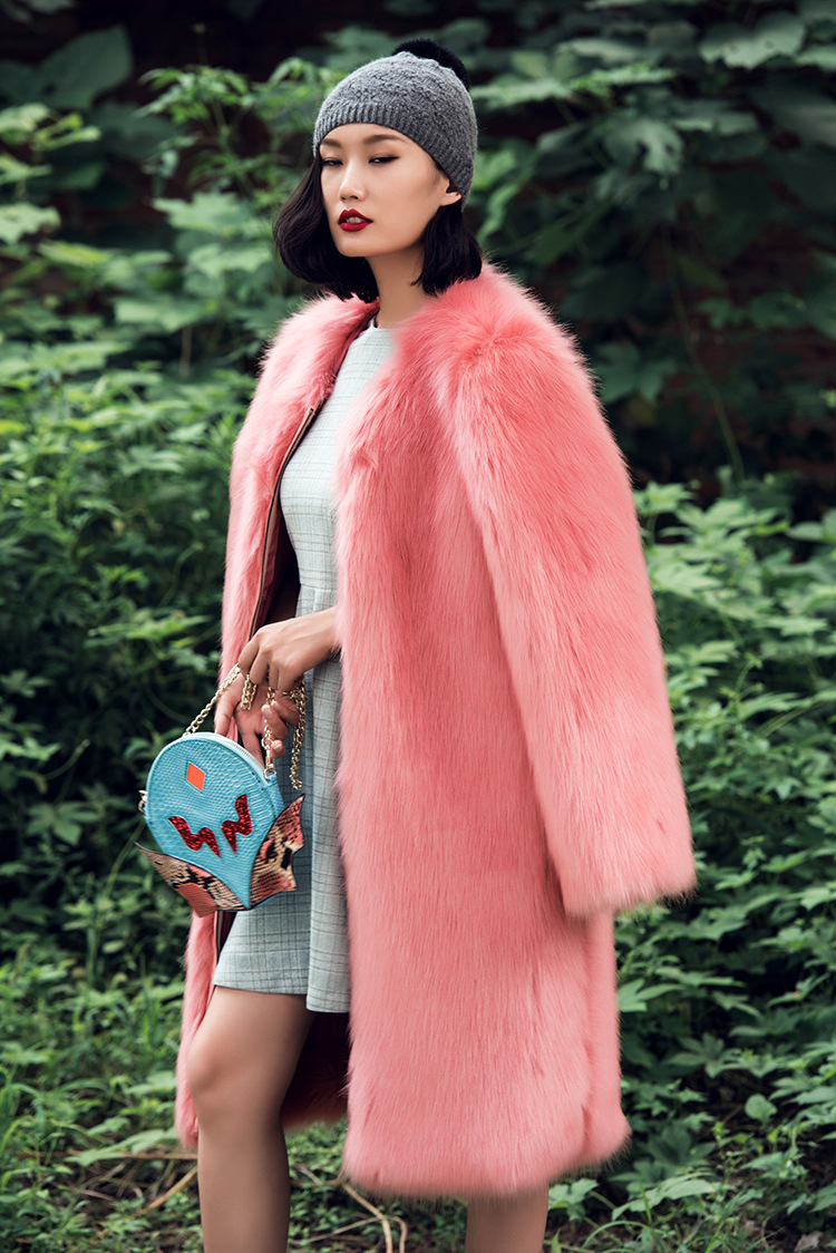 衣阁里拉2016秋冬新款皮粉色圆领芬兰十_女式风衣,大衣_列表网