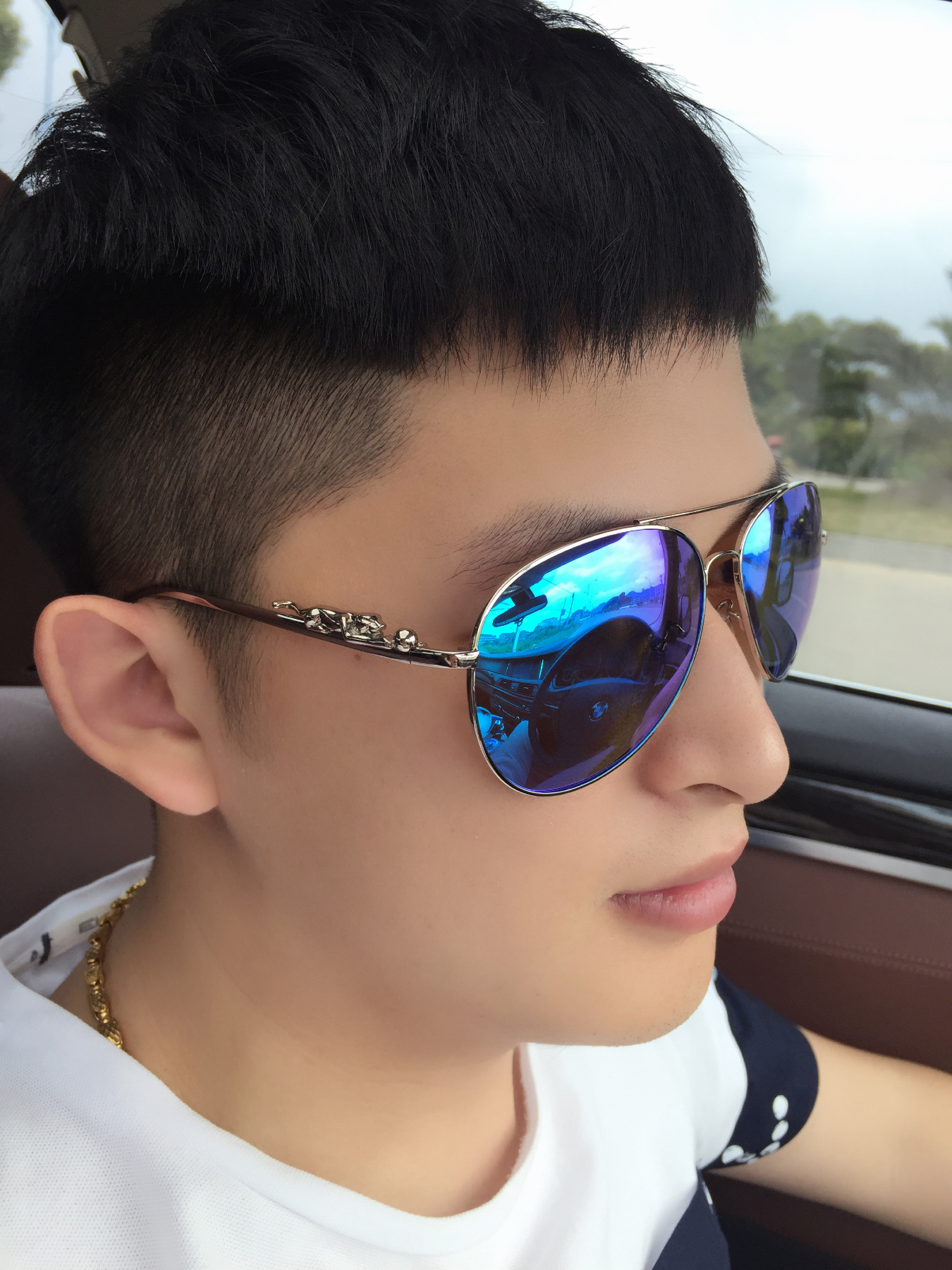 男士豹子脚太阳镜开车偏光镜男潮人无框蛤蟆镜复古司机驾驶墨镜