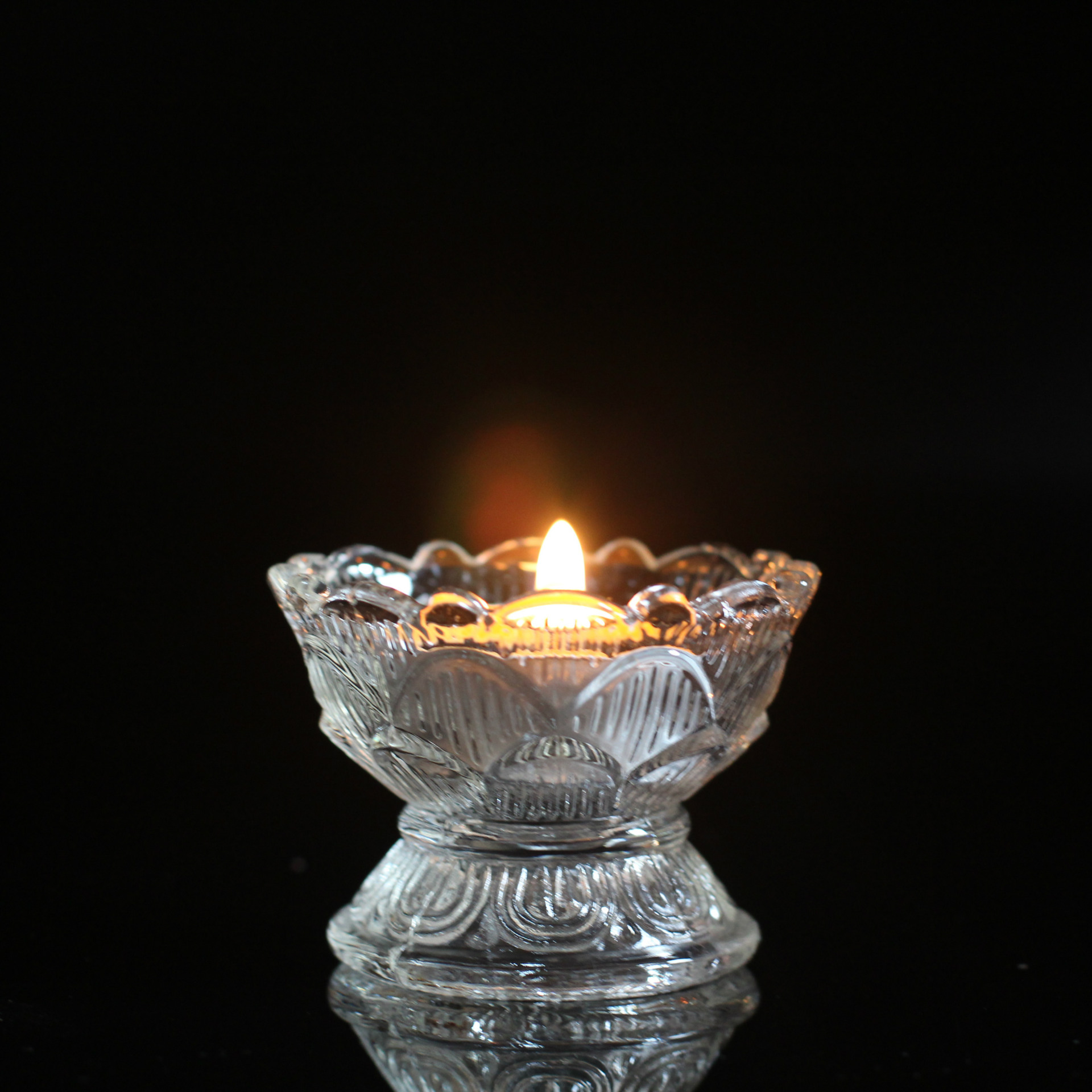 小脚莲花酥油灯烛台 精美琉璃莲花灯座 酥油灯座供佛灯 莲花灯座