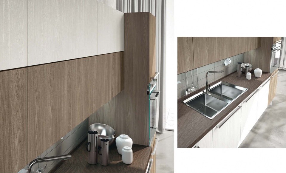 整体简约l型橱柜定做 双饰面双色混搭厨房全屋家具定制石英石台面