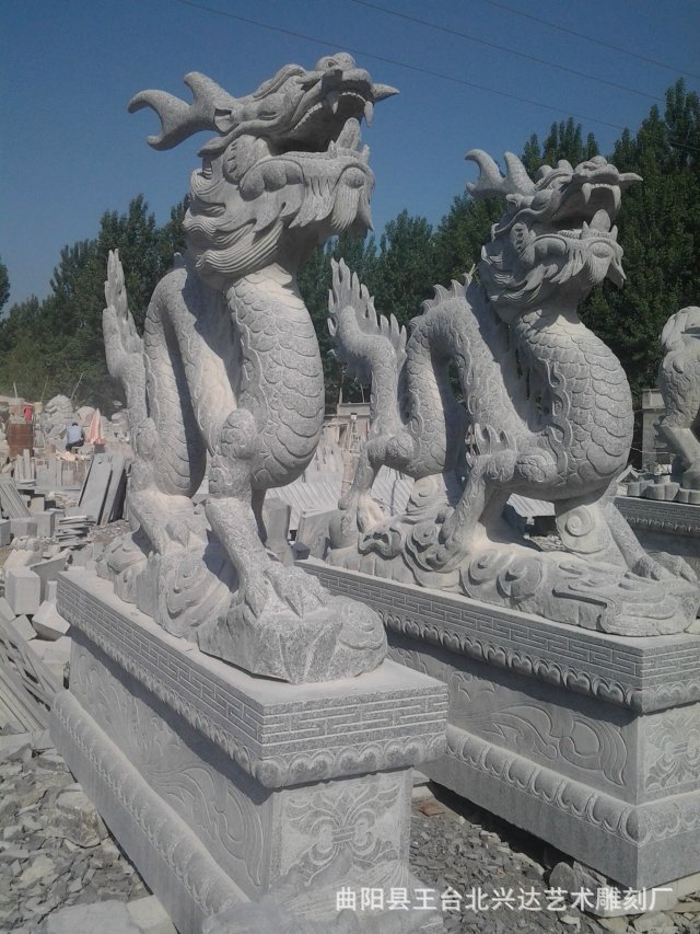 厂家直销 景观雕塑 汉白玉石雕龙 盘龙柱 园林景观动物摆件 - 石材