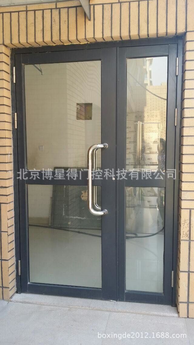 承接钢制玻璃单元门 小区单元入口门 对开钢质楼宇门13011228771