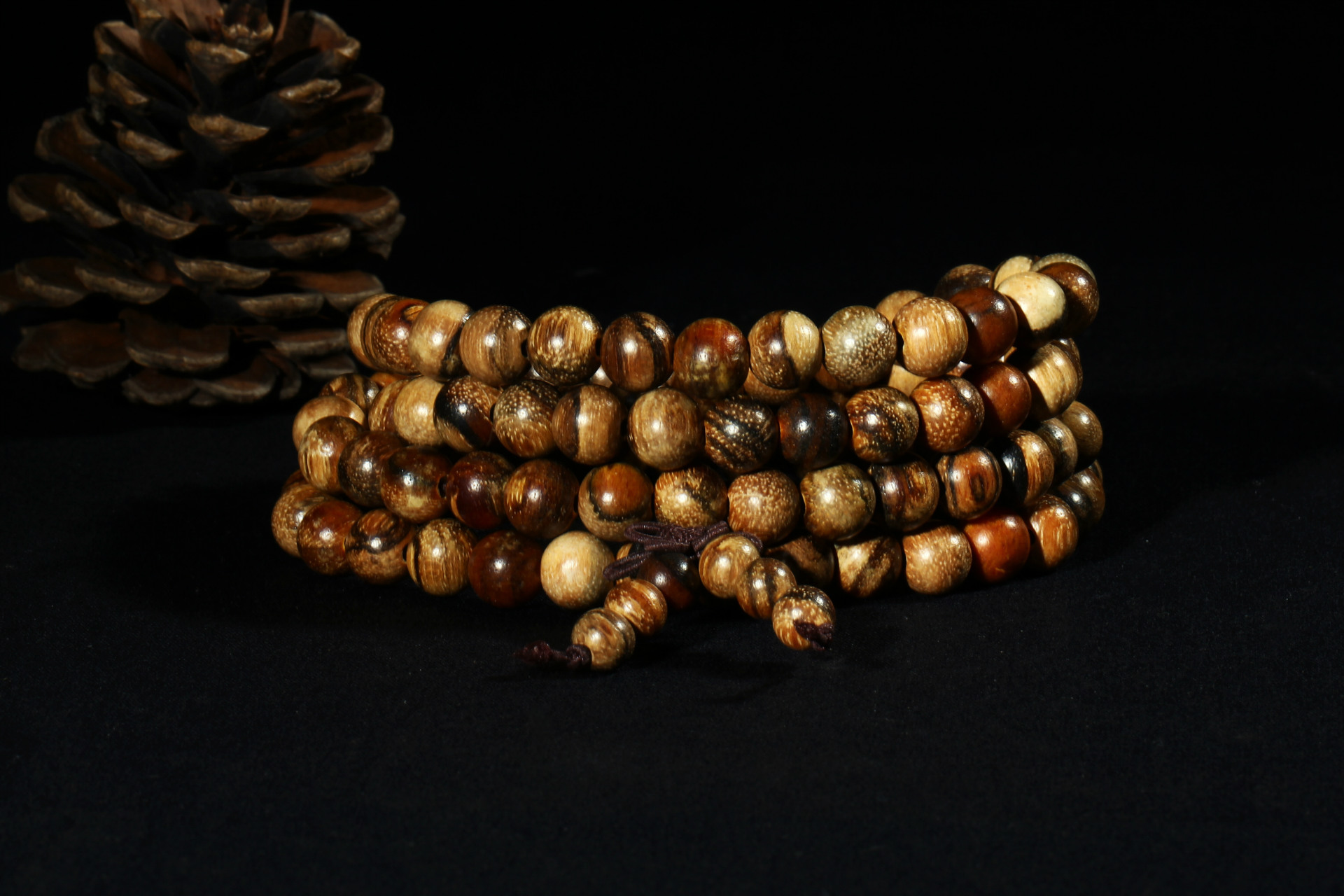 天然印尼花奇楠手链虎斑纹沉香木花奇楠108手串厂家批发