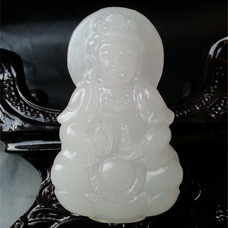 地摊玉吊坠 a货阿富汗白玉观音吊坠 昆仑玉观音挂件 玉坠