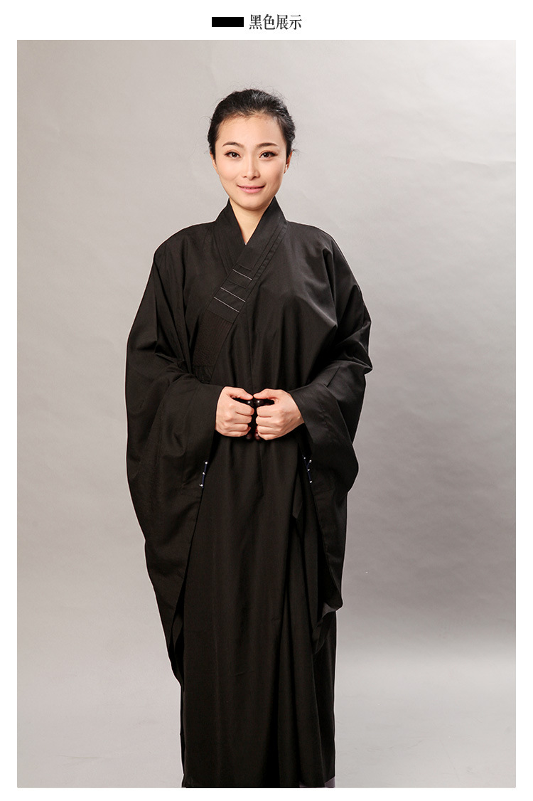 弘通 海清台麻纱不透明居士服男女海清僧服咖啡黑色佛教用品