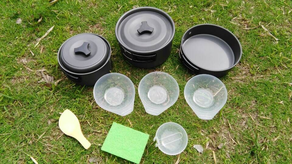 Portable Outdoor Jacketed Kettle Camping Pot Outdoor Multi-Functional Pot Set Portable Pot Set