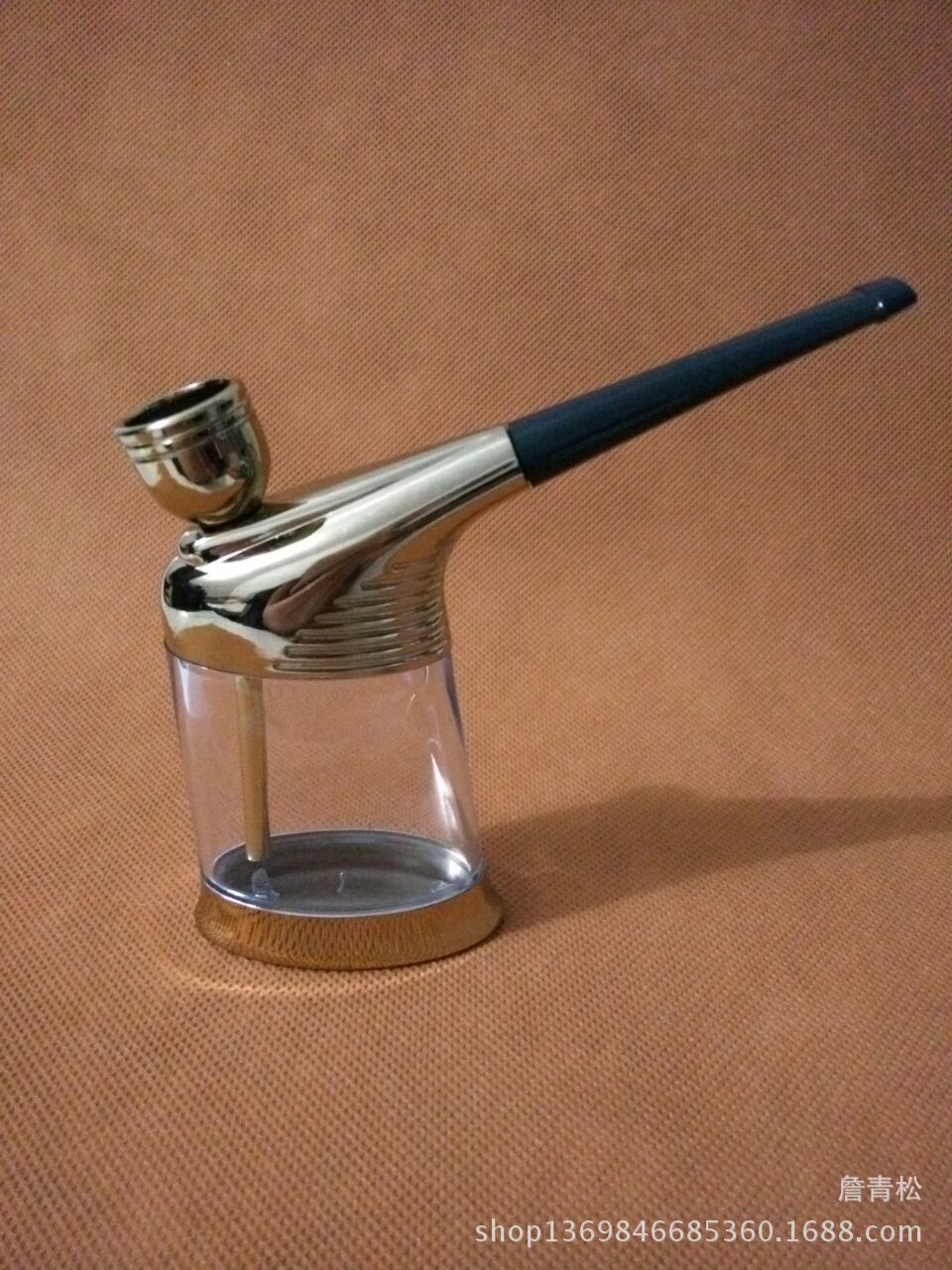 正品 亨达hd-802烟丝/卷烟两用 过滤水烟壶水烟斗 烟具 金银两色