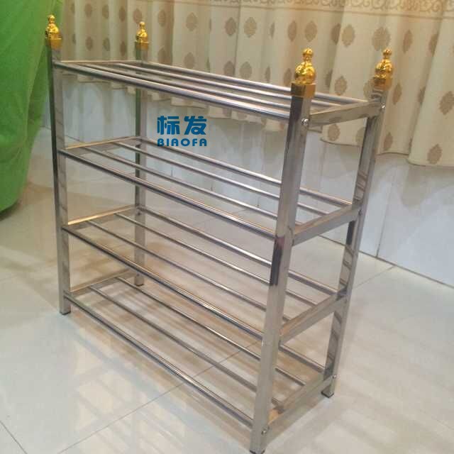 厂家直销 加厚不锈钢方管鞋架 不锈钢置物架 不锈钢四层鞋