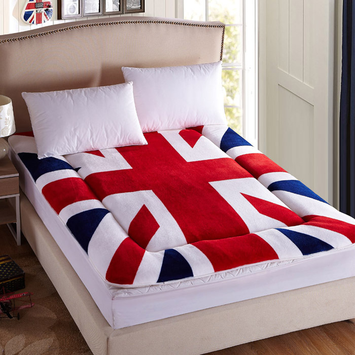 厂家直销加厚法莱绒印花床垫学生宿舍可折叠褥子单人双人床垫被