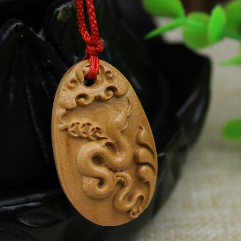 桃木雕刻项链十二生肖属相蛇吊坠淘工厂支持混批礼品定制