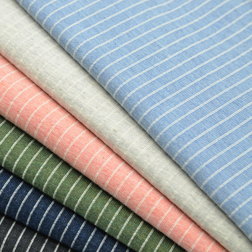 b1777邦诚针织卫衣服装面料32s1彩棉直条提花拉架单位衣