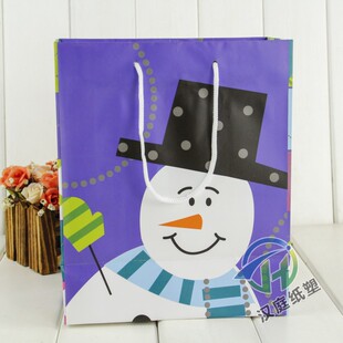 可爱礼品袋圣诞纸袋定做 创意圣诞节雪人礼物包装袋 现货纸袋