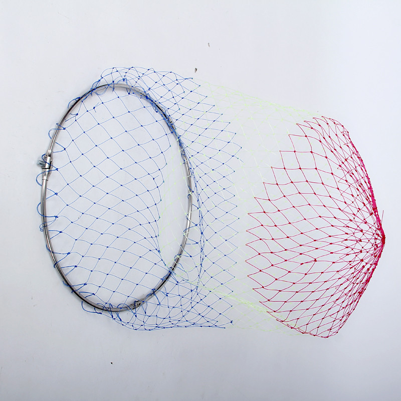 直径40/50厘米不锈钢抄网头 三折 带网兜8毫米接口 网深70渔具