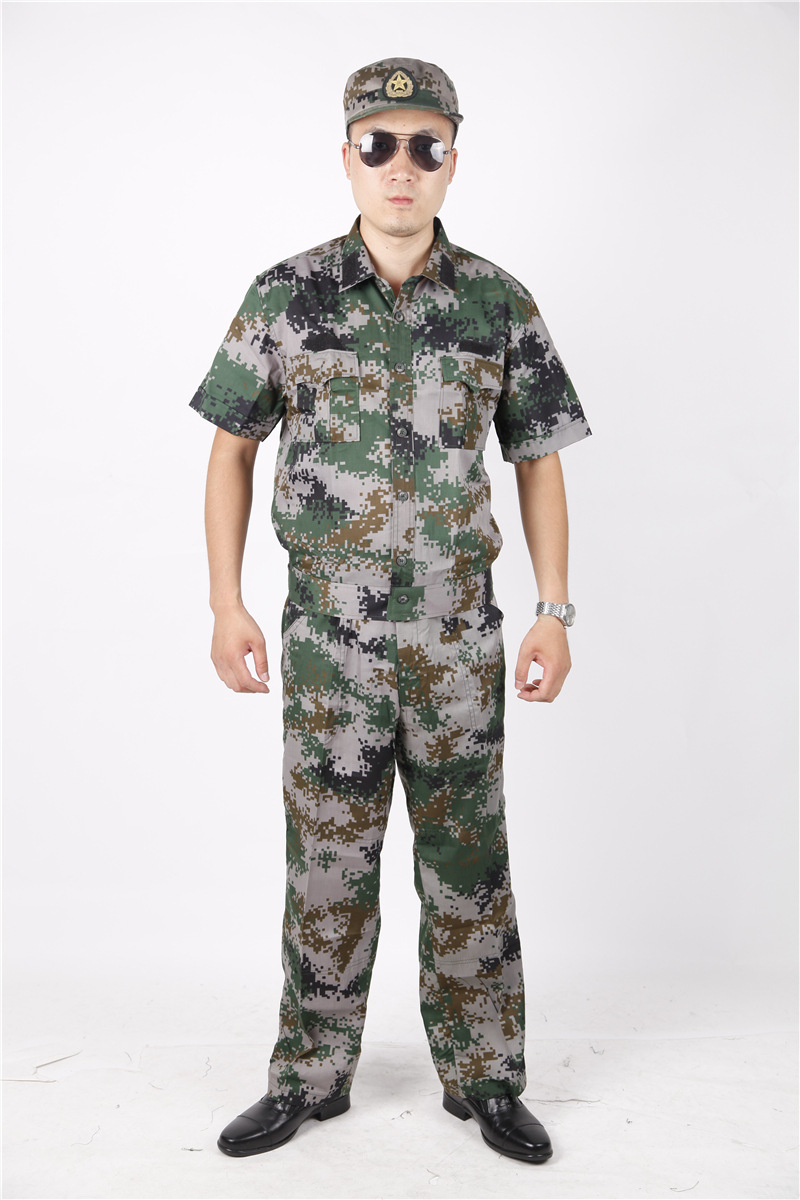 新式迷彩夏作训水洗绸短袖套服 训服迷彩丛林迷彩套装 批发