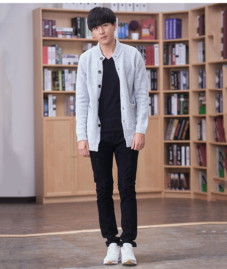 广州男装秋冬装新款男式毛衣开衫针织外套中长款潮牌男士毛衣批发