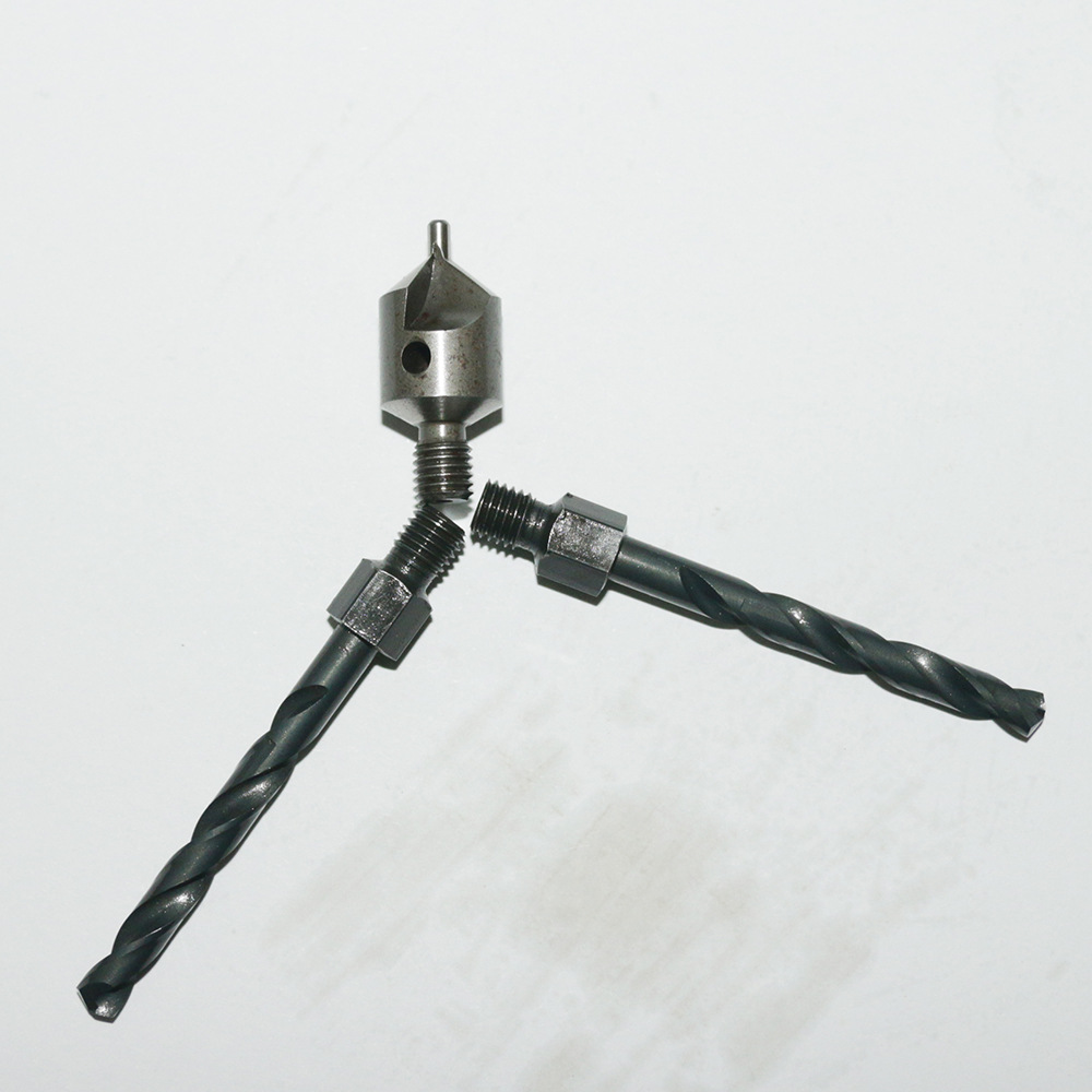 厂家定制螺纹柄钻头硬质合金木工开孔倒角钻直柄航空螺纹柄划窝钻