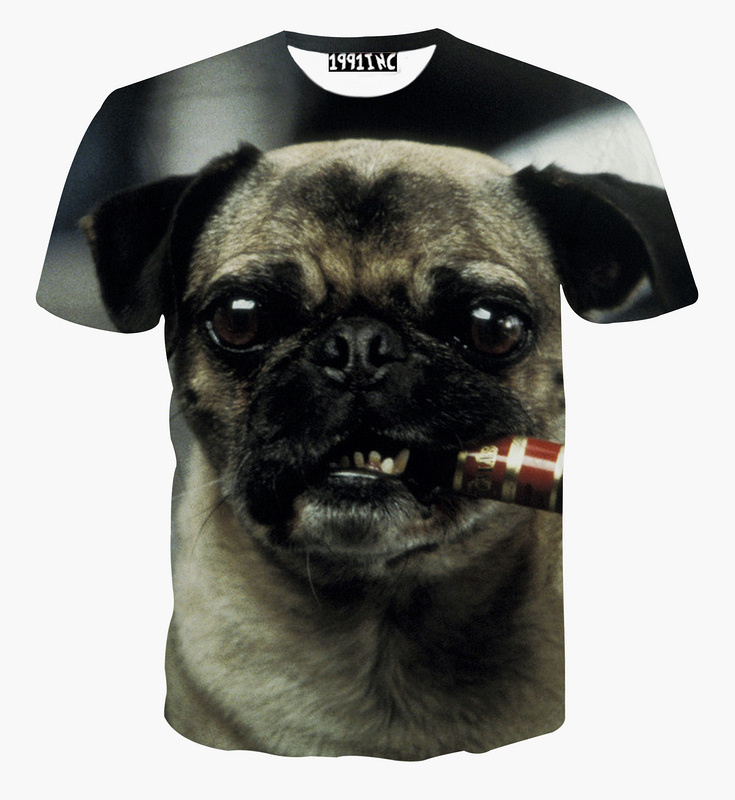 2015春夏新款3d抽烟狗黑人笑脸星空女