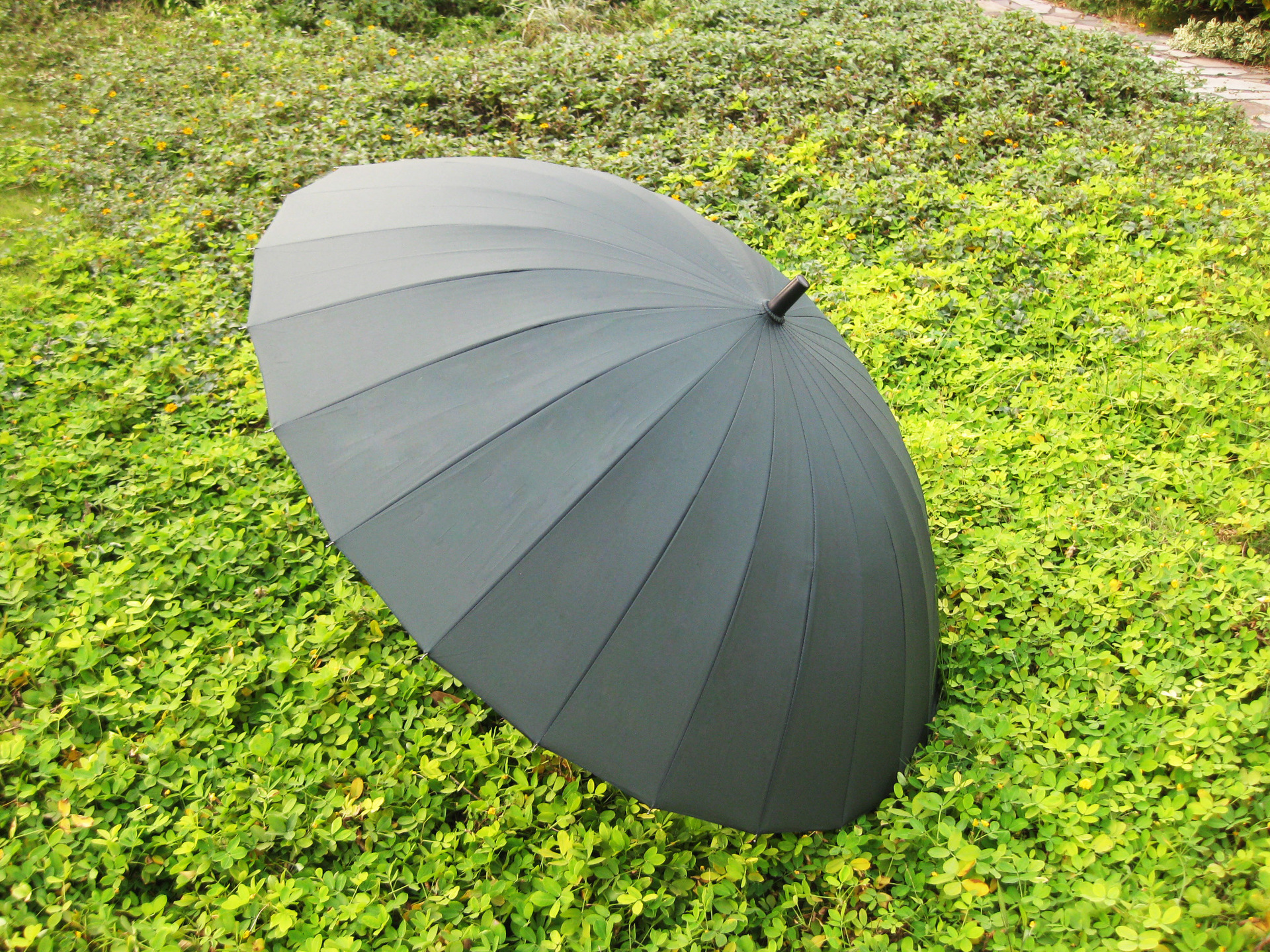 25x24骨钢骨电黑槽骨伞架,190pg素色布,防皮直伞头