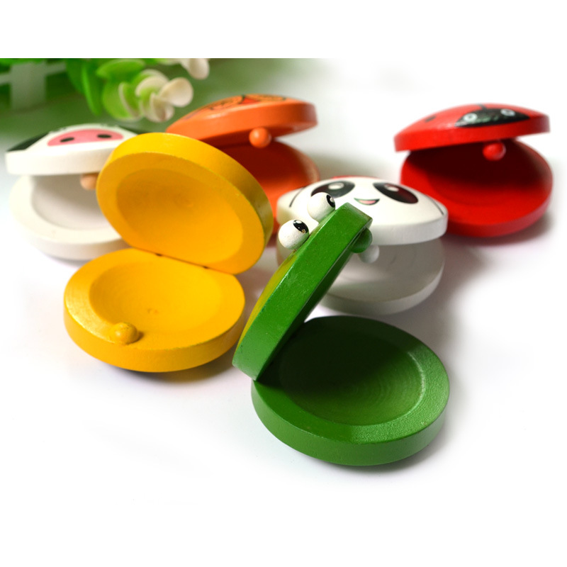 幼儿园亲子教具 奥尔夫乐器 木制动物响板 动物木制圆舞板