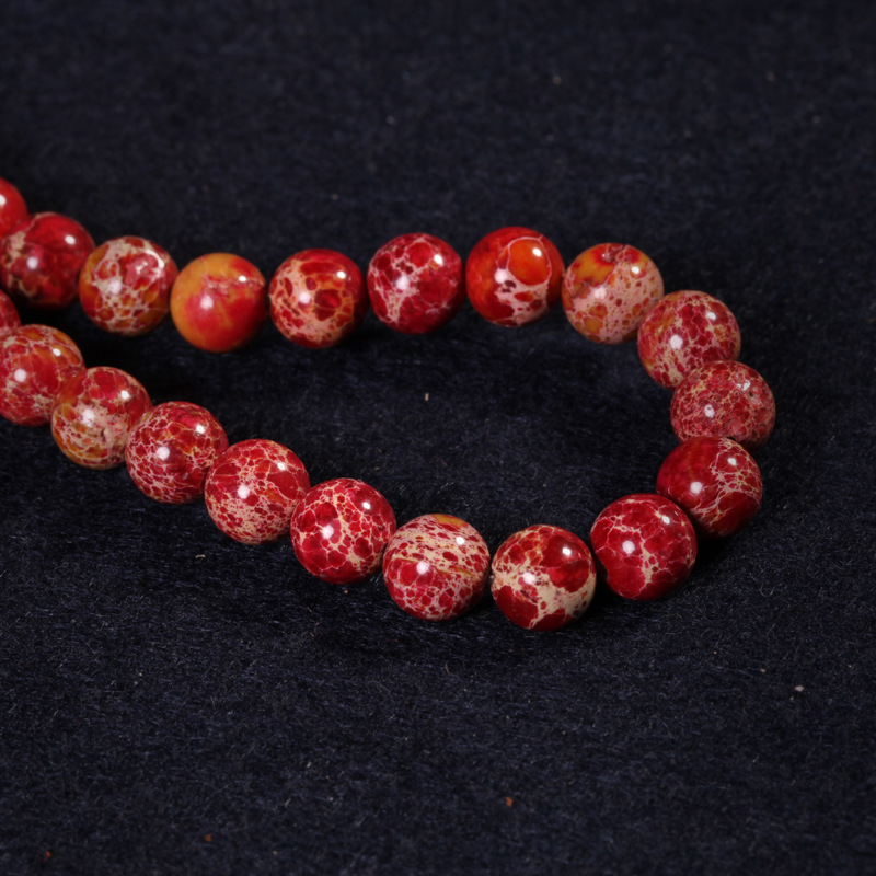 天然巴西红色帝皇石散珠半成品 diy佛珠手链配件材料散珠批发