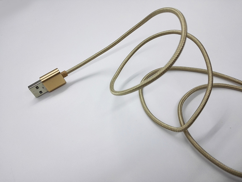 一米编织合金数据线 绳子数据线 土豪金