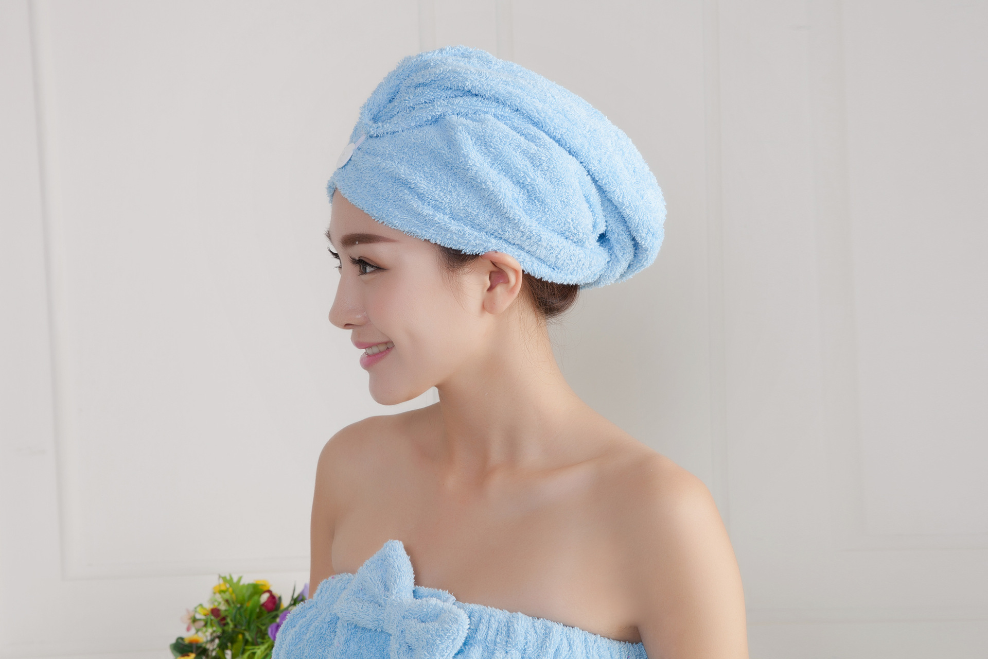 【专业生产】厂家直销日式gogit同款新款纯棉三角浴帽 干发帽