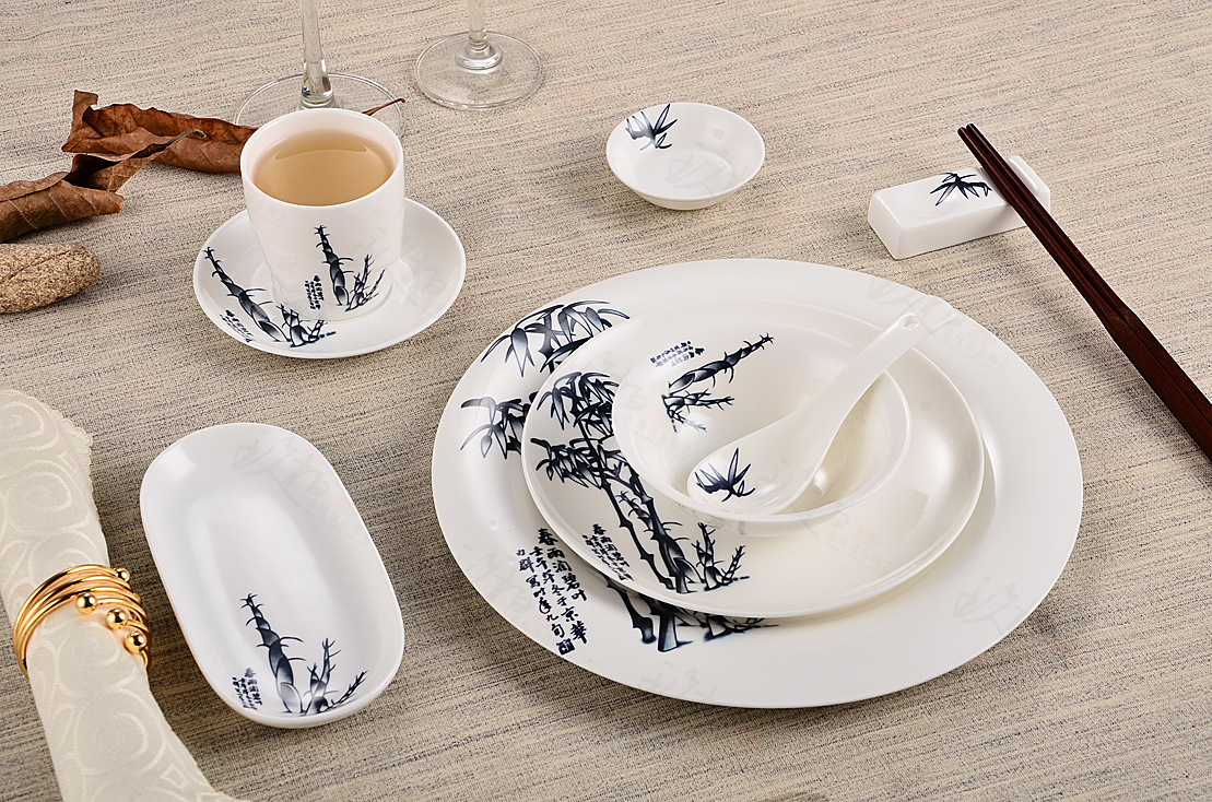 厂家直销 包厢星级酒店饭店样板房用品餐具陶瓷西式摆台套装碗盘