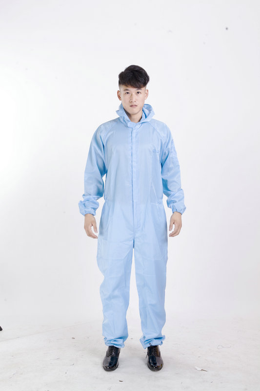 防静电连体连帽无尘服 加大码工作服 无尘防静电防尘劳保防护服