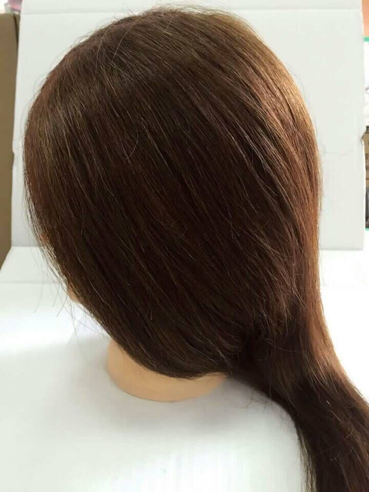 公仔头教习头可洗剪吹染烫漂晚妆拉夹板100%真发咖啡色送小支架
