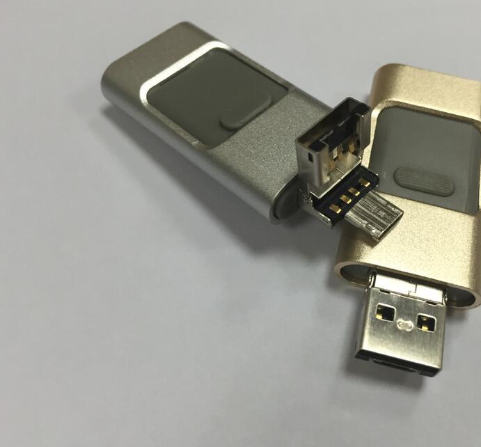 otg手机u盘128g 3合1新款苹果优盘64g 三种接头手机随身碟32g