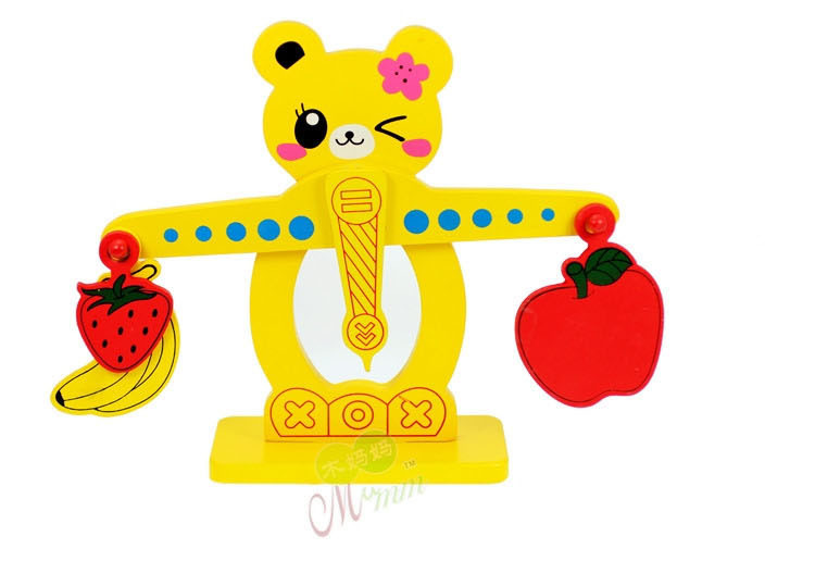 儿童木制小熊数字水果天平 幼儿园算术天平组早教益智木质玩具