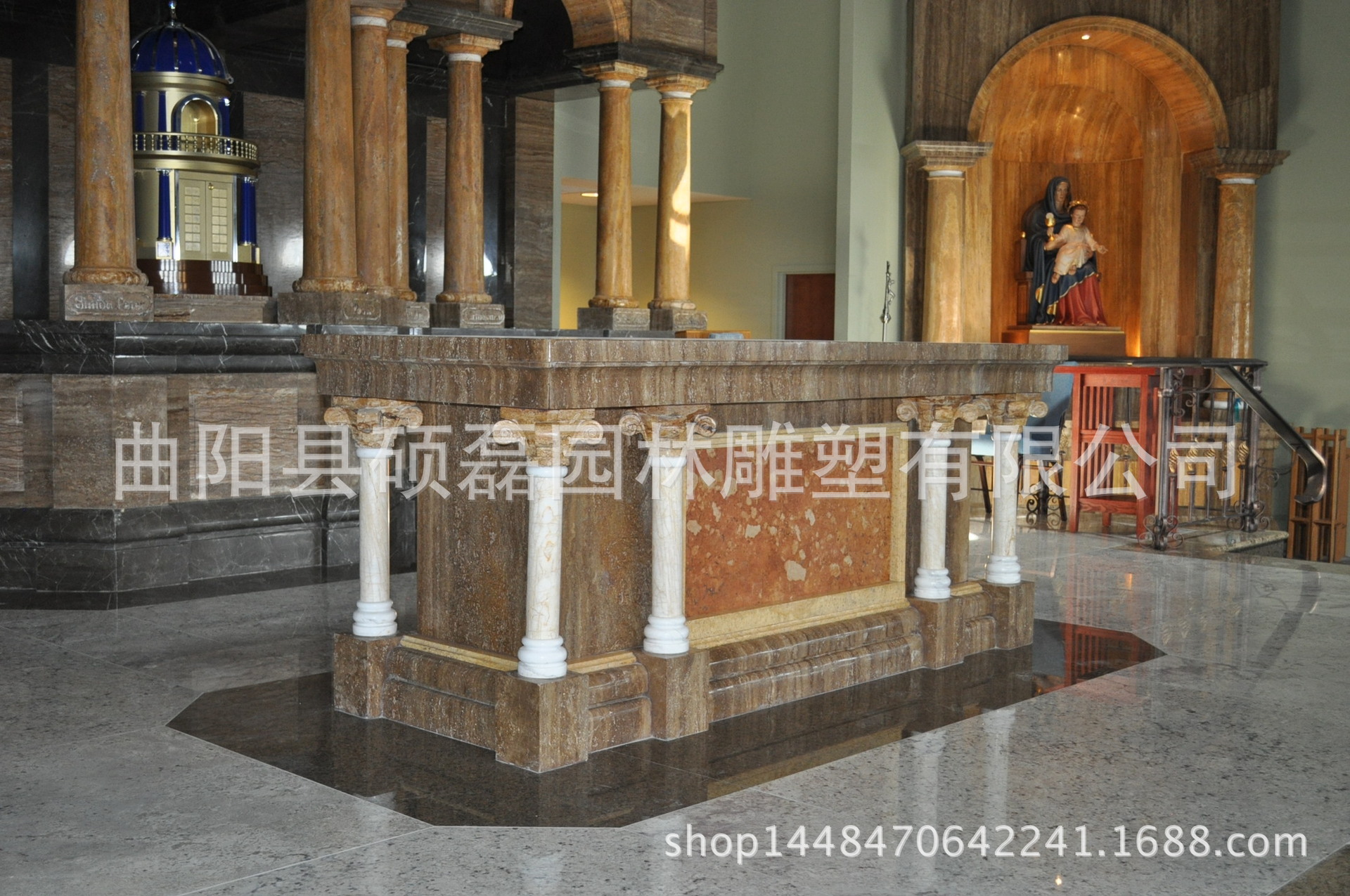 曲阳石材雕刻 供应教堂宗教产品 圣像壁祭台洗礼台 天主教科定制
