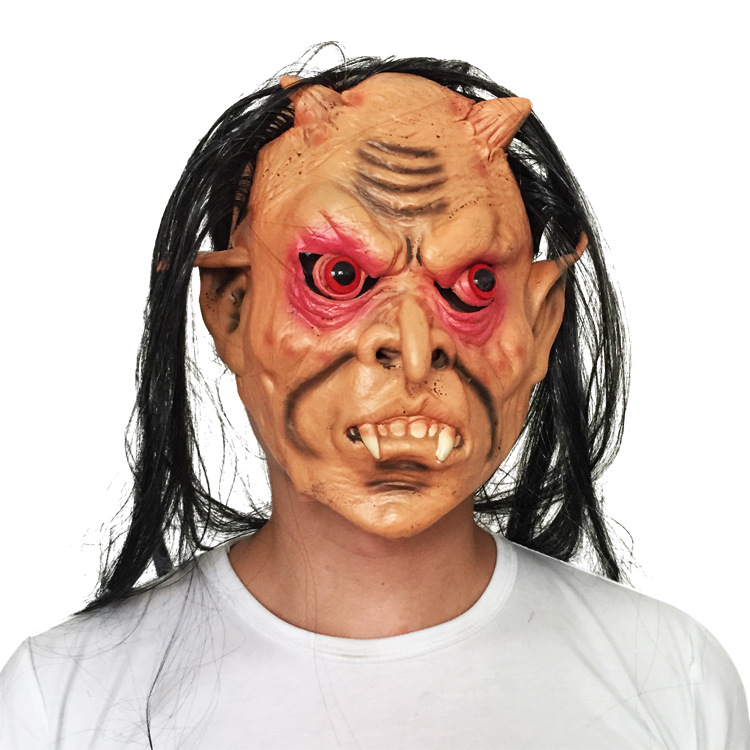 黑发恐怖怪兽鬼脸面具吓人整人搞怪表演派对