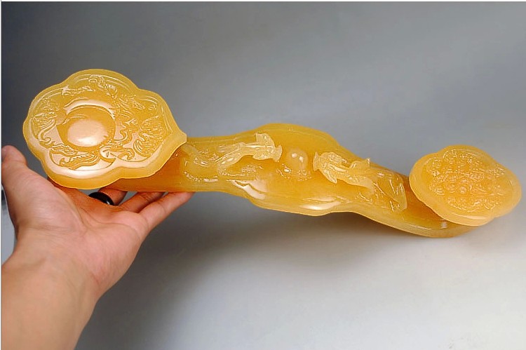 黄玉如意摆件 开业乔迁新居吉祥物 玉石万事如意家装饰品