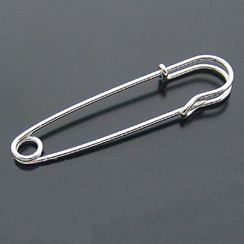 厂家直销 diy饰品配件37/57/60/76/mm无孔大别针(铁镀镍)胸针配件