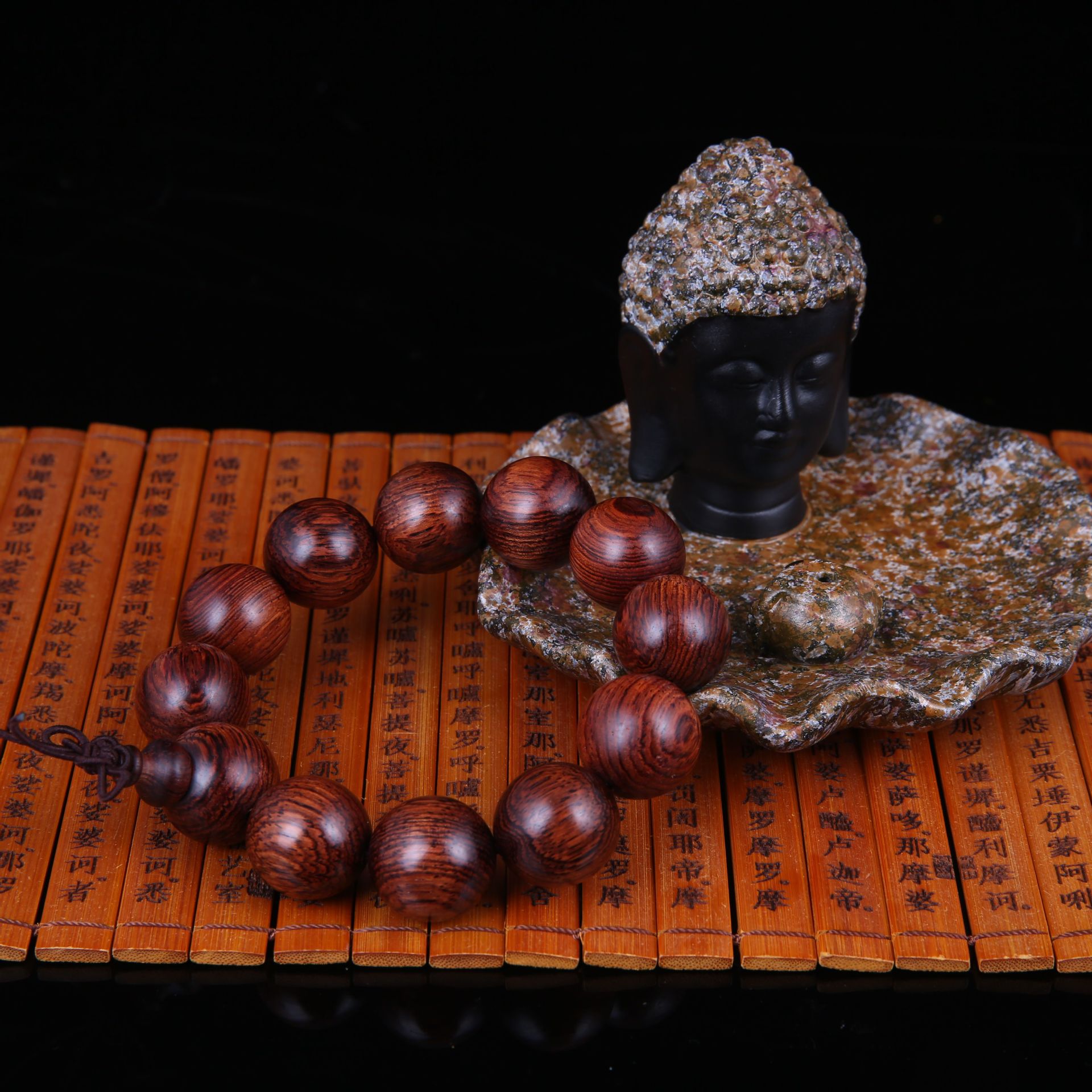 紫云轩优质缅甸白酸枝木佛珠手串 木制工艺品手串 手镯 佛珠手串